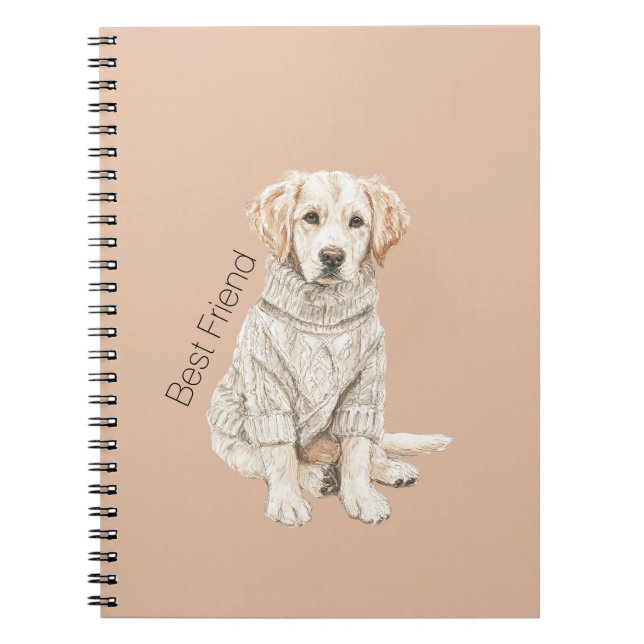 Caderno Espiral Suéter de Cachorro Bege Melhor Amigo (Frente)