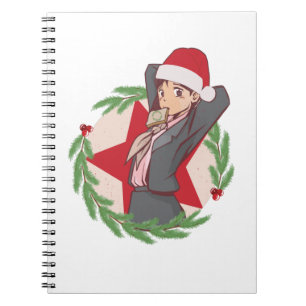 Caderno Espiral Suéter de Natal de anime - Chapéu Santa Bonita