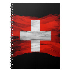 Caderno Espiral Suiça do pavilhão, traço do pincel, bandeira na