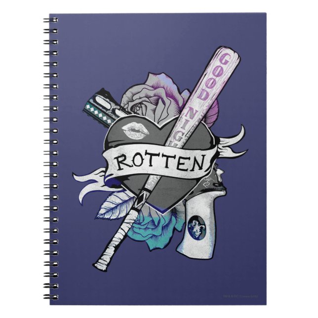 Caderno Espiral Suicide Squad | Harley Quinn "Rotten" Tattoo Art (Frente)
