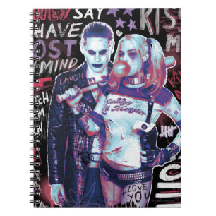 Caderno Espiral Suicide Squad   Joker & Harley Typography Photo