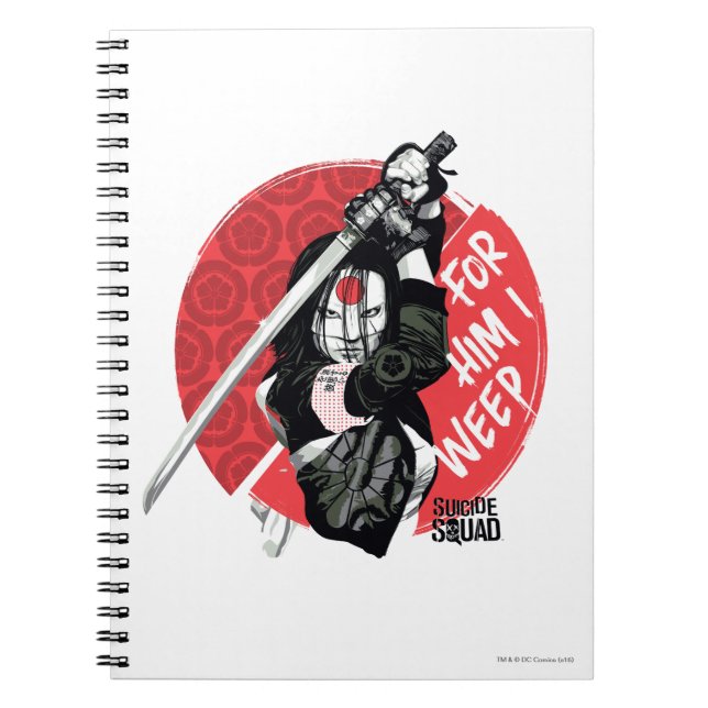 Caderno Espiral Suicide Squad | Katana "For Him I Weep" (Frente)