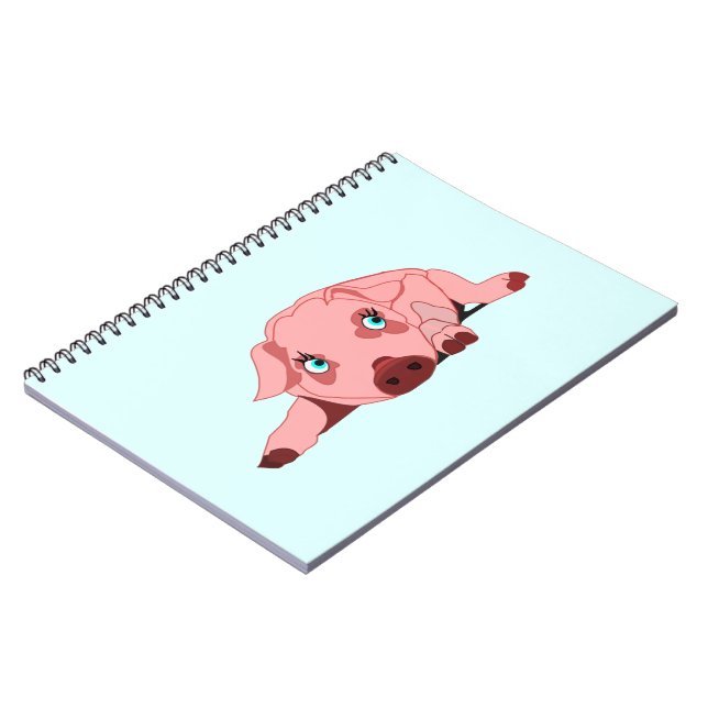 Caderno Espiral Suíno Rosa com Olhos Azuis Notebook Sua Cor - Text (Left Side)