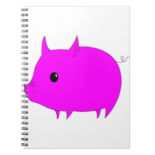 Caderno Espiral Suínos Cachorros Magenta Animais Rosa