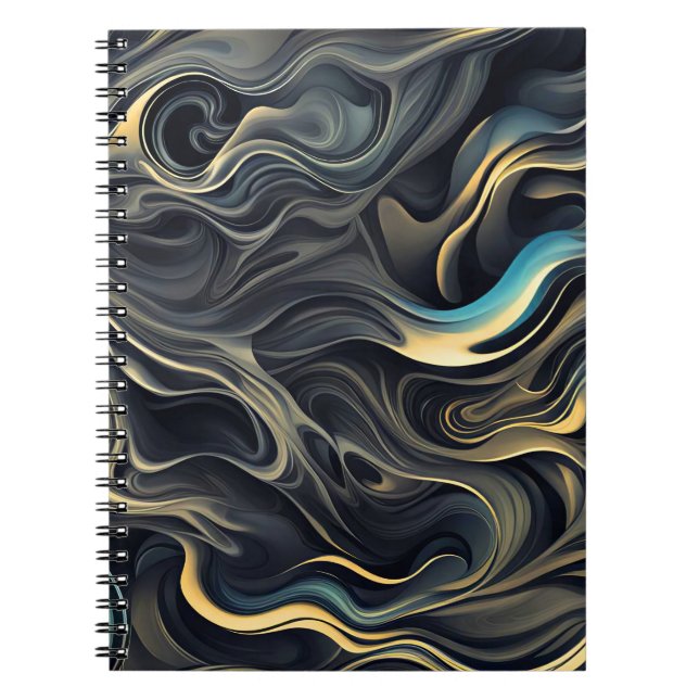 Caderno Espiral Sujidade Dourada de fumaça em preto (Frente)