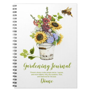 Caderno Espiral Summer Flowers Rustic Bucket Gardening Journal