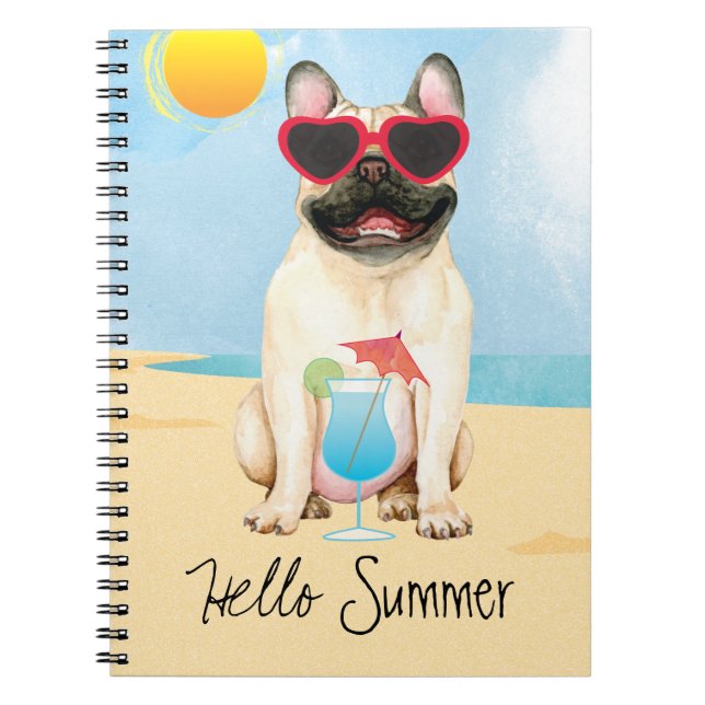 Caderno Espiral Summer French Buldog (Frente)