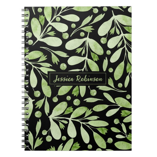 Caderno Espiral Summer Greenery - Espiral negro personalizado (Frente)