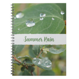 Caderno Espiral Summer Leaves and Raindrops Photo Spiral Notebook