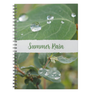 Caderno Espiral Summer Leaves and Raindrops Photo Spiral Notebook