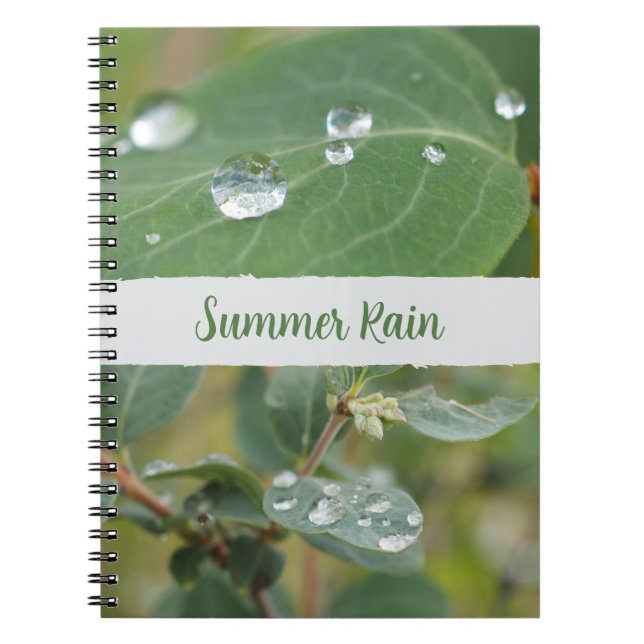 Caderno Espiral Summer Leaves and Raindrops Photo Spiral Notebook (Frente)