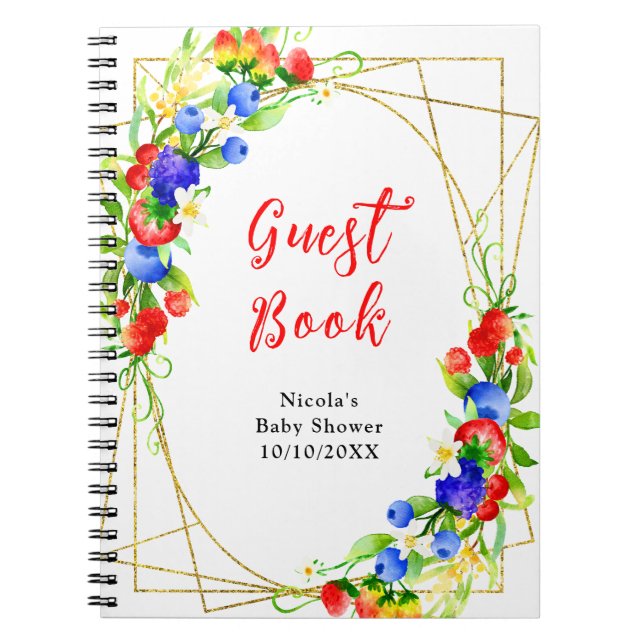 Caderno Espiral Summer Mixed Berries Baby Shower Guest Book (Frente)