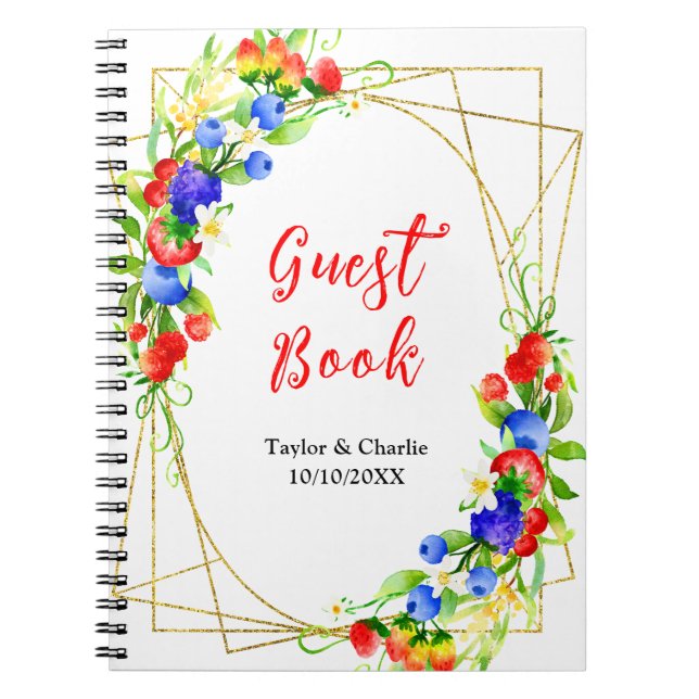 Caderno Espiral Summer Mixed Berries Wedding Guest Book (Frente)