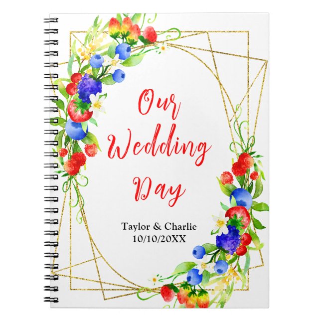 Caderno Espiral Summer Mixed Berries Wedding Planner (Frente)