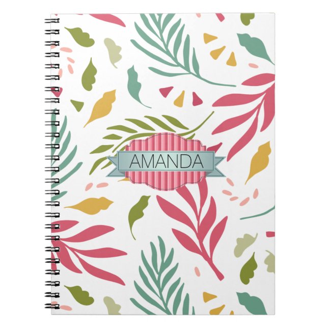 Caderno Espiral Summery Scattered Leaf Pattern ID387 (Frente)