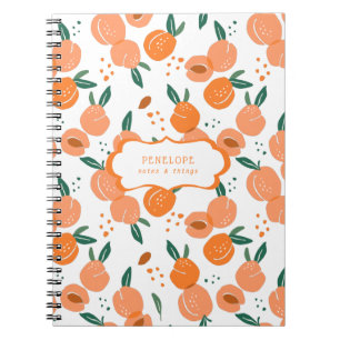 Caderno Espiral Summery Sweet Peach Pattern   Notebook Monograma