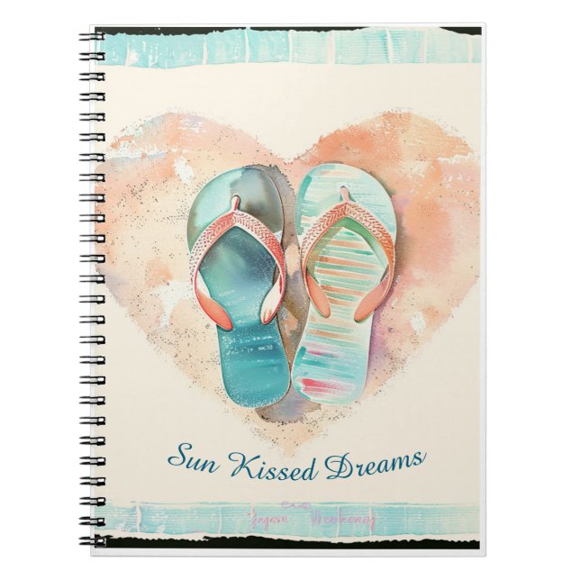Caderno Espiral Sun Kissed Dreams Flip Flop Heart Spiral Notebook (Frente)