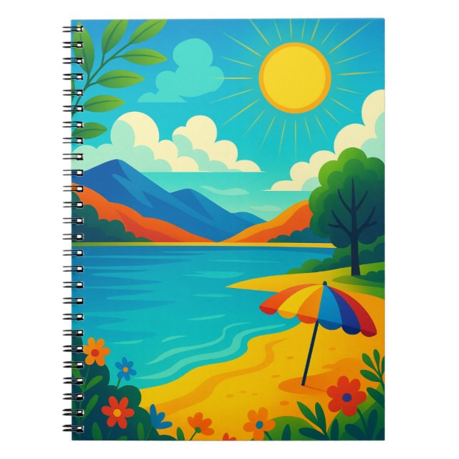 Caderno Espiral Sun-Kissed Summer Landscape – DreamVerse7 Scenic A (Frente)