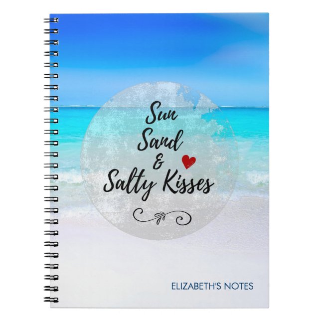 Caderno Espiral Sun Sand e Salty Kisses Tropical Beach (Frente)
