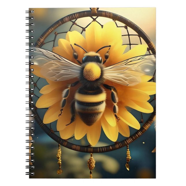 Caderno Espiral Sunflower Bee Dreamcatcher, (Frente)