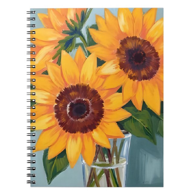 Caderno Espiral Sunflower Bouquet | Yellow Watercolor Floral (Frente)