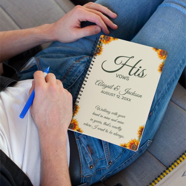 Caderno Espiral Sunflower Casou Seu Notebook Personalizável (Criador carregado)