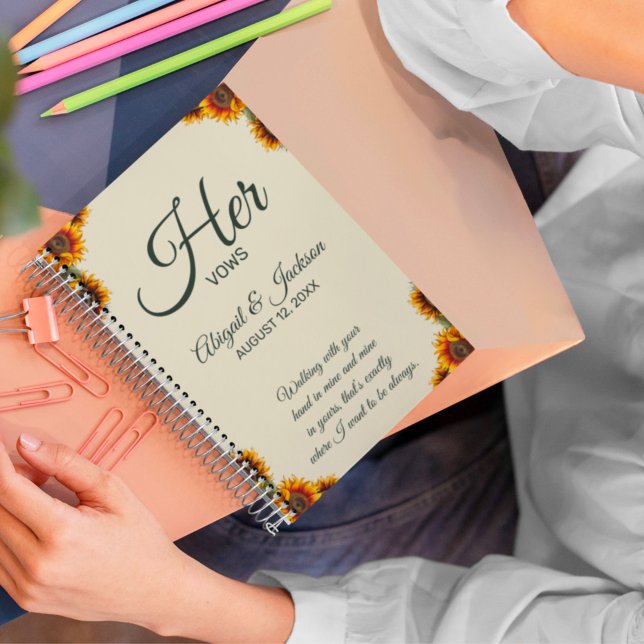 Caderno Espiral Sunflower Casou Seu Notebook Personalizável (Criador carregado)