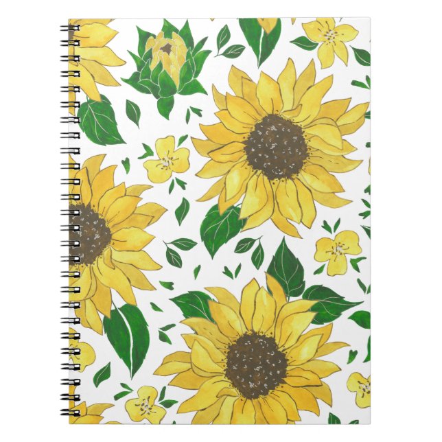 Caderno Espiral Sunflower Design – Bright Floral Illustration  (Frente)