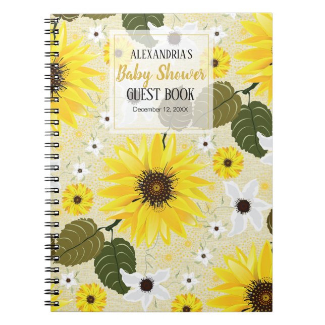 Caderno Espiral Sunflower Garden Chá de fraldas Guest (Frente)