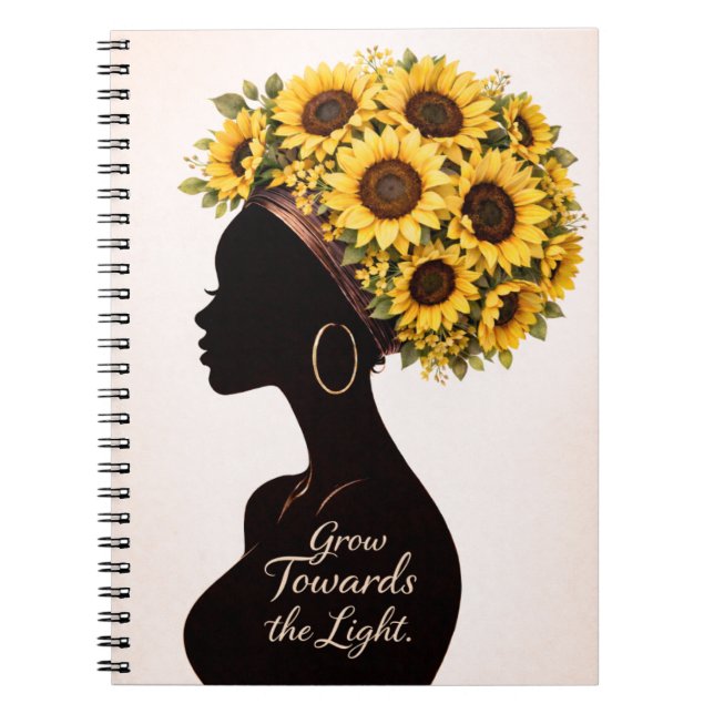 Caderno Espiral Sunflower Inspirational Black Woman Floral Journal (Frente)