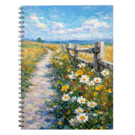 Caderno Espiral Sunlit Wildflower Path Impressionist Meadow