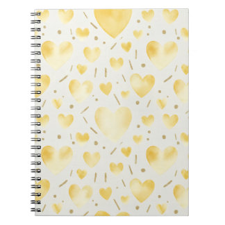 Caderno Espiral Sunny Yellow Watercolor Hearts