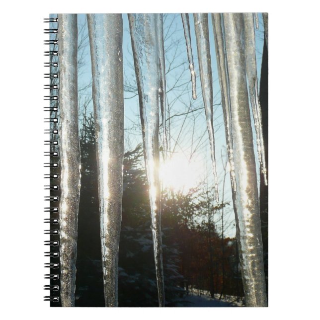 Caderno Espiral Sunrise Através De Ícicletas Winter Nature Fotogra (Frente)