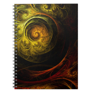 Caderno Espiral Sunrise Floral Red Abstract Art Notebook