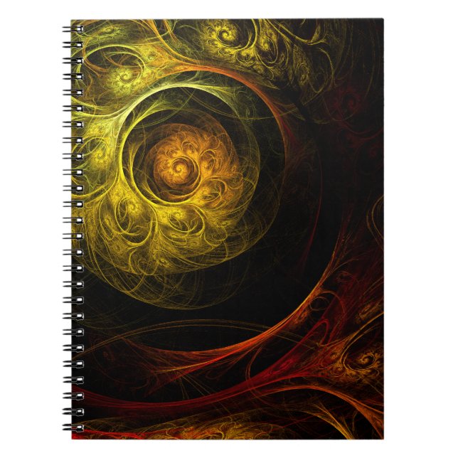 Caderno Espiral Sunrise Floral Red Abstract Art Notebook (Frente)