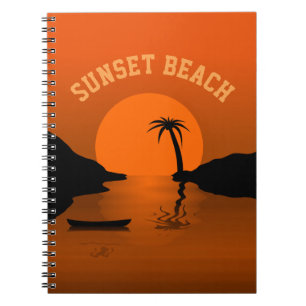 Caderno Espiral Sunset Beach Tropical Orange Sunset
