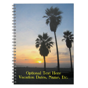 Caderno Espiral Sunset com Palmas na praia de Veneza, Califórnia