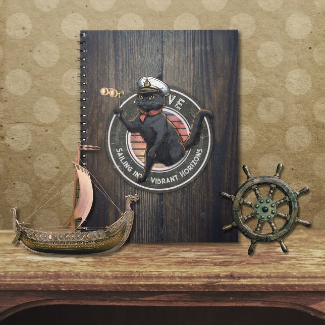 Caderno Espiral Sunset de Gato Negro: Uma Viagem para prosperar (Black Cat Sunset: A Voyage to THRIVE Notebook)