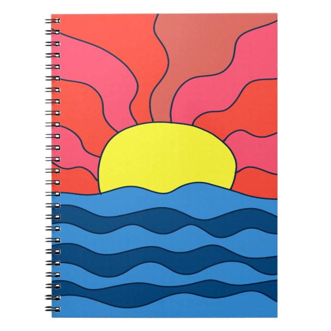 Caderno Espiral Sunset e Ondas (Frente)