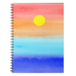 Caderno Espiral Sunset no oceano Abstrato art Ombre
