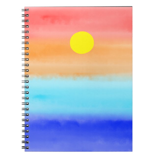 Caderno Espiral Sunset no oceano Abstrato art Ombre (Frente)