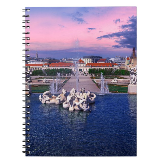 Caderno Espiral Sunset over fountain em Viena (Frente)