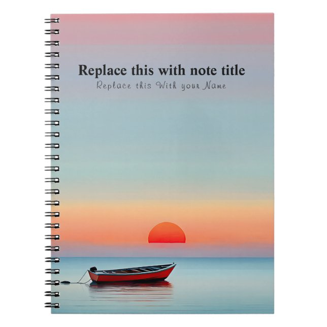 Caderno Espiral Sunset Personalizado Do Oceano (Frente)