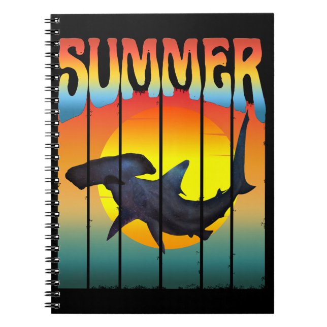 CADERNO ESPIRAL SUNSET SHARK DE HAMMERHEAD DE VERÃO (Frente)