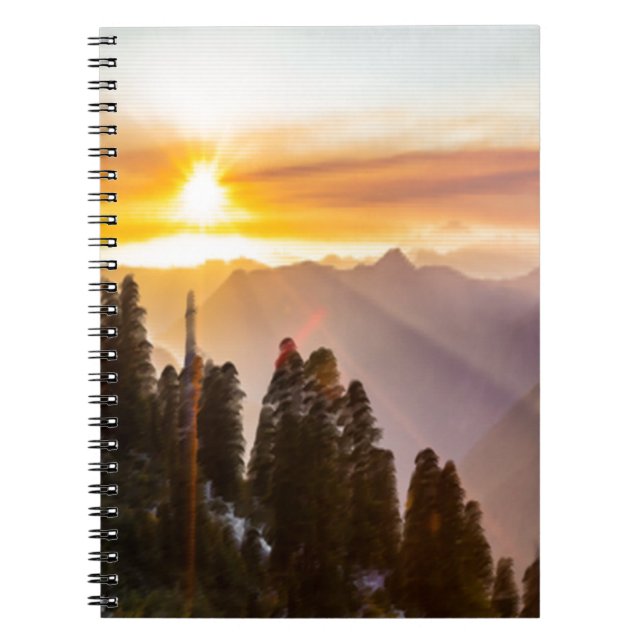 Caderno Espiral Sunset sobre floresta (Frente)