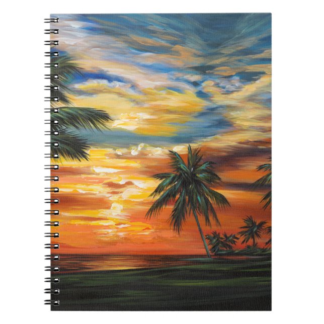 Caderno Espiral Sunset tropical impressionante (Frente)