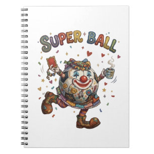 Caderno Espiral Super Bola Palhaço Personagem de Futebol Engraçad