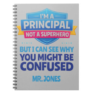 Caderno Espiral Super-herói engraçado diretor masculino personaliz