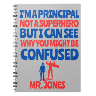 Caderno Espiral Super-herói engraçado, mestre personalizado, azul