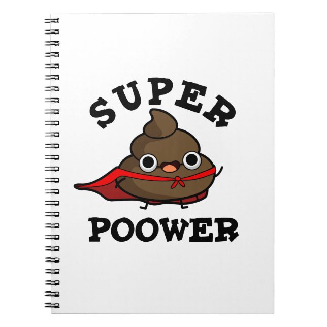 Caderno Espiral Super Poor Engraçado Super Hero Poop Pun (Frente)